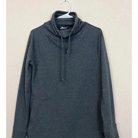 The North Face Womens Cowl Neck Sweatshirt Size XS Pullover Gray Thumbholes - Picture 2 of 9